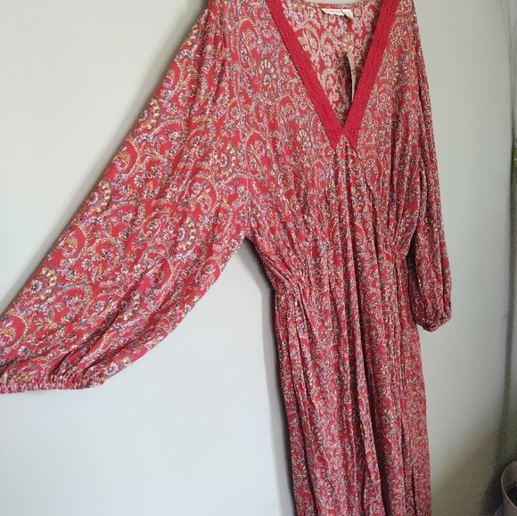 Rust Orange Romantic Gypsy Long Sleeve Bohemian Maxi Dress Sz 3X - Picture 5 of 10